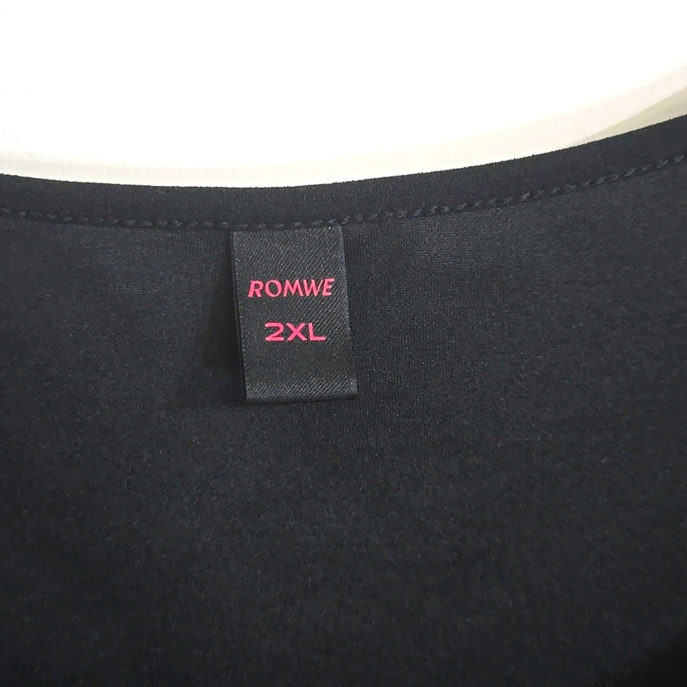 Romwe 2XL Black Basic Mini Skater Dress - Picture 2 of 6
